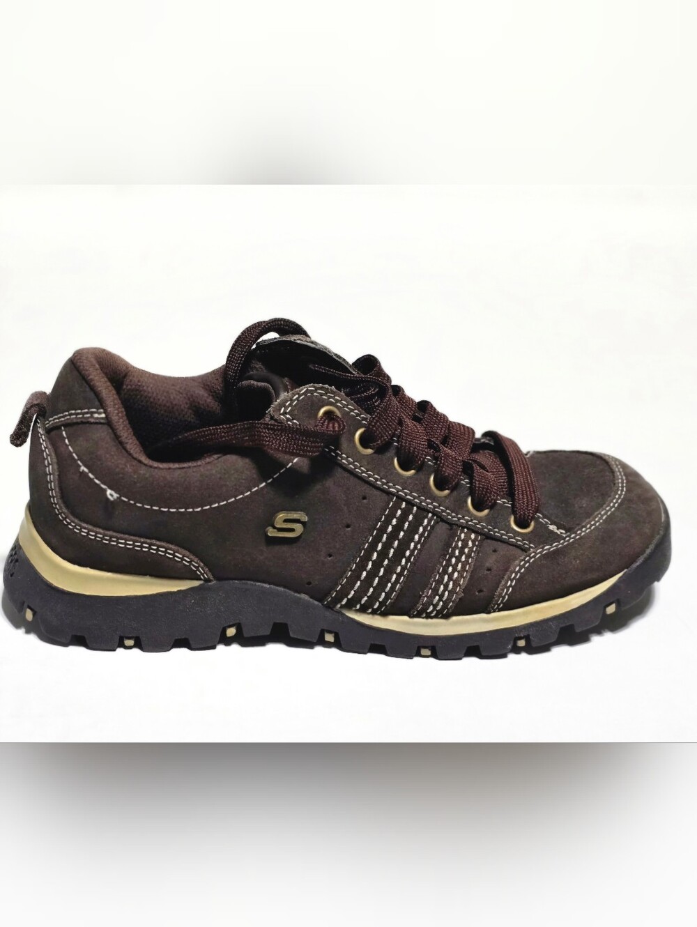 VINTAGE Skechers Women's 7 Grande Jam Dark Brown Lace-Up Casual Sneaker Artsy